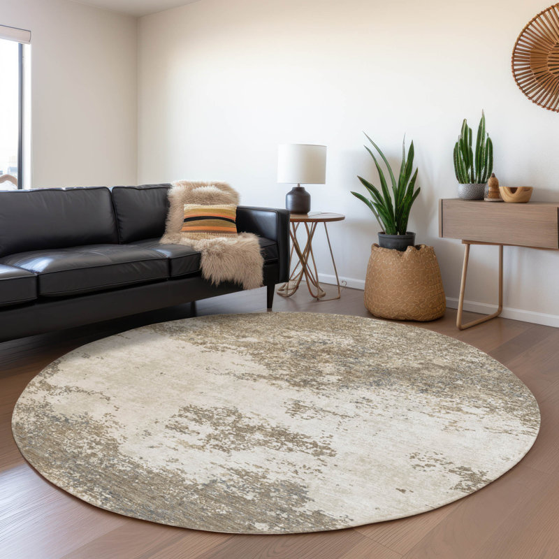  Machine Washable Indoor/Outdoor Chayden ACN1027 Black Rug, Round 8'