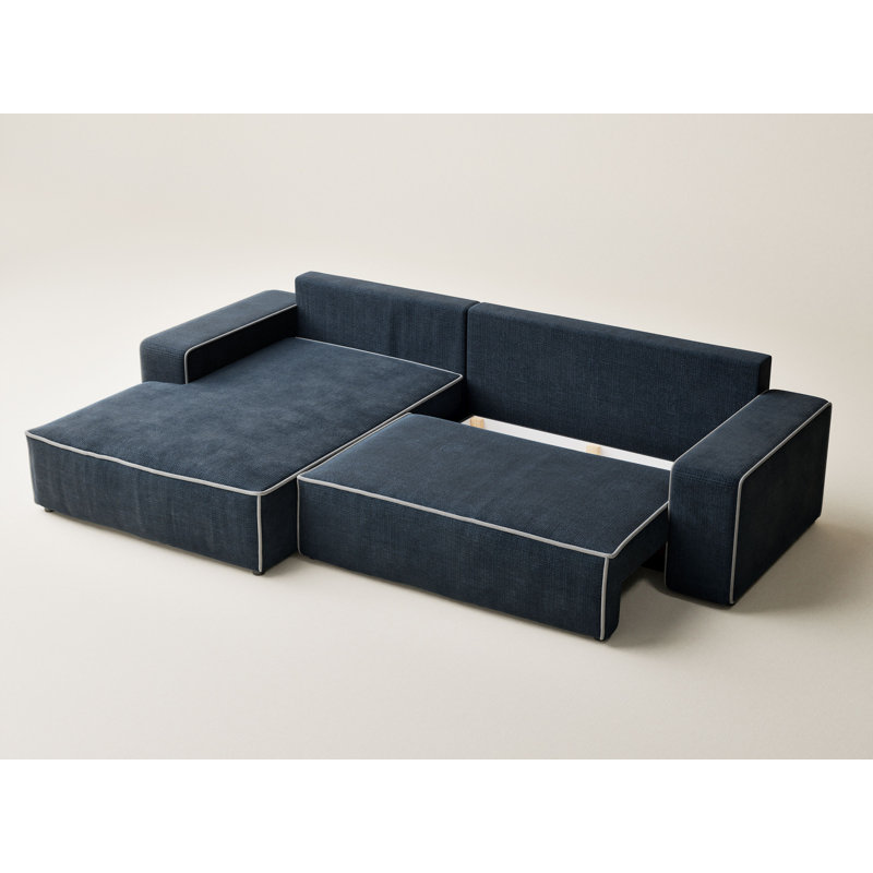 5 Seater Reclining Corner Sofa , Left Hand Facing, Navy/Grey PolyesterChenille