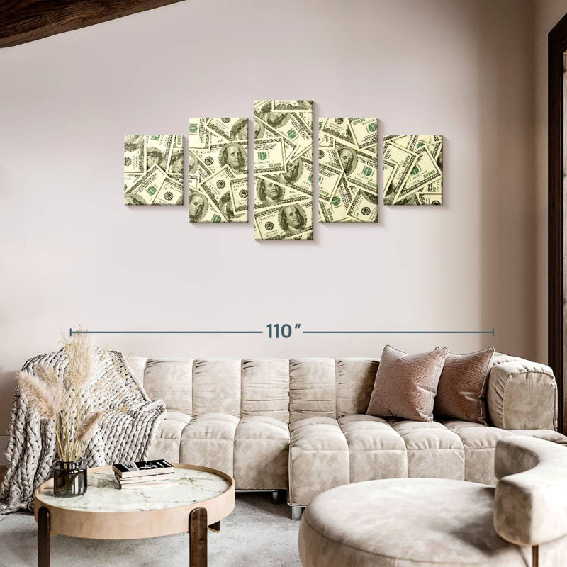 Billets de cent dollars, H 36 po x l 80 po