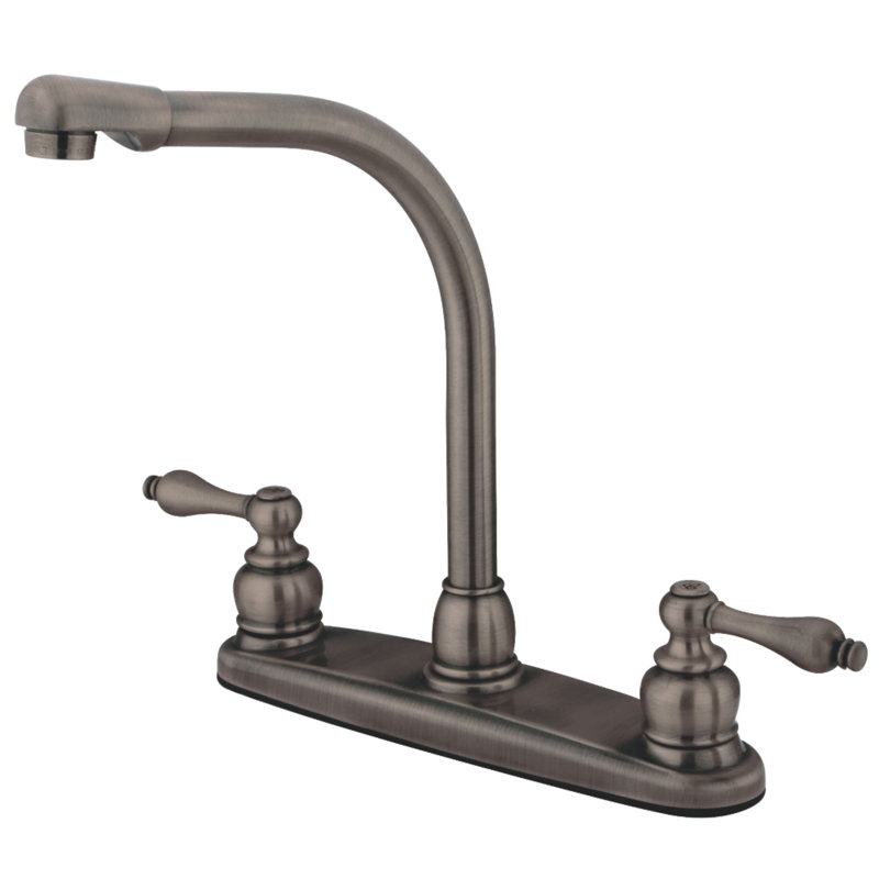 Victorian Centerset Double Handle Kitchen Faucet, Antique Copper, Without Spray