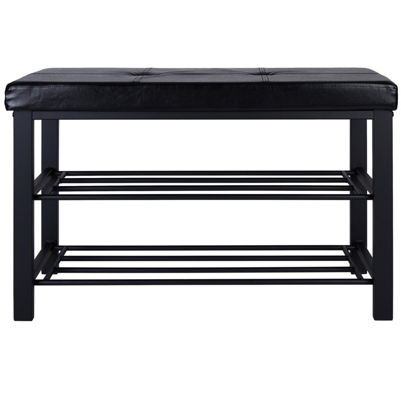Kolten Fabric Upholstered Storage Bench, Black