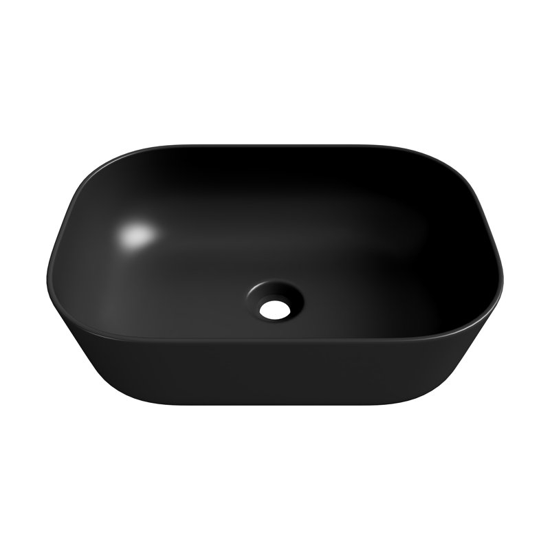 Salerno 465mm x 325mm Rectangular Countertop Bathroom Sink Basin, Vitreous China Basin, Matte Black