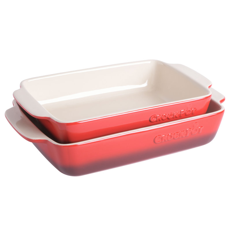 Ensemble de plats de cuisson en céramique 2 pièces Crock-Pot, rouge, Rouge