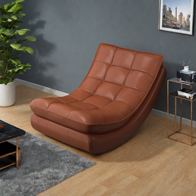 Chaise berçante en cuir rétro