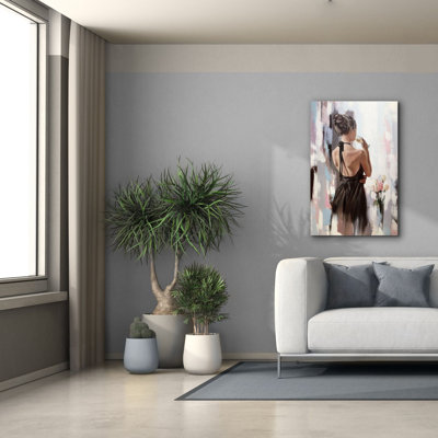 'Girl With Roses' by Alexander Gunin, Canvas Wall Art
