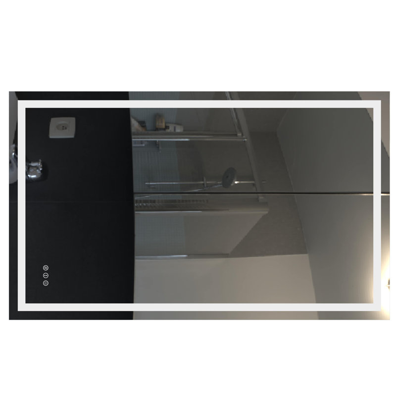 Miroir de salle de bain mural sans cadre à DEL à intensité variable et antibuée, 36 po x 60 po, Rectangulaire