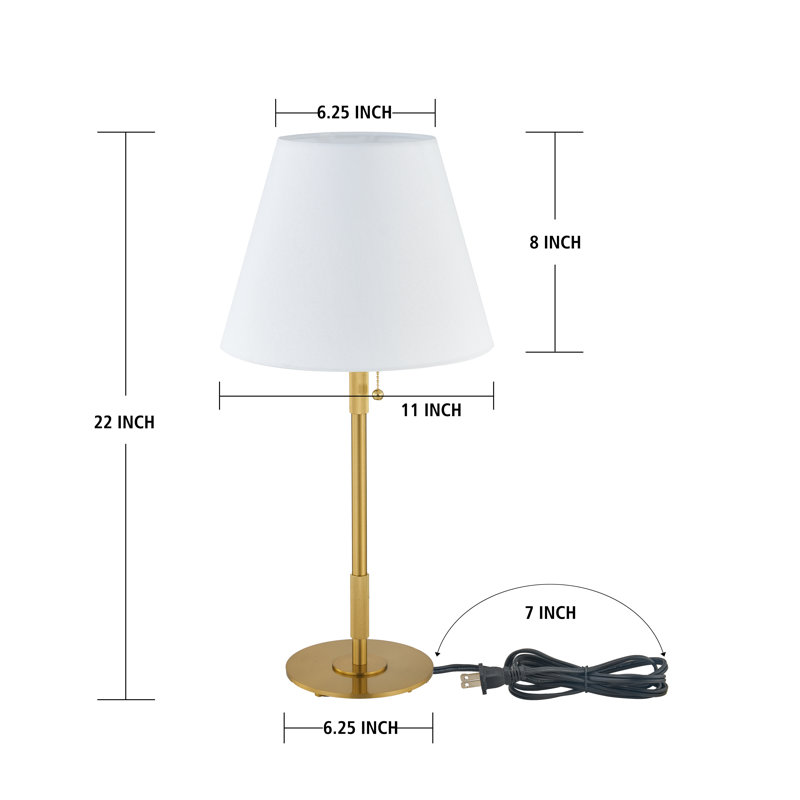 22" Modern Metal Table Lamp, Pull Chain Bedside Lamp, Nightstand Lamps for Bedroom Living Room (set Of 2), Gold