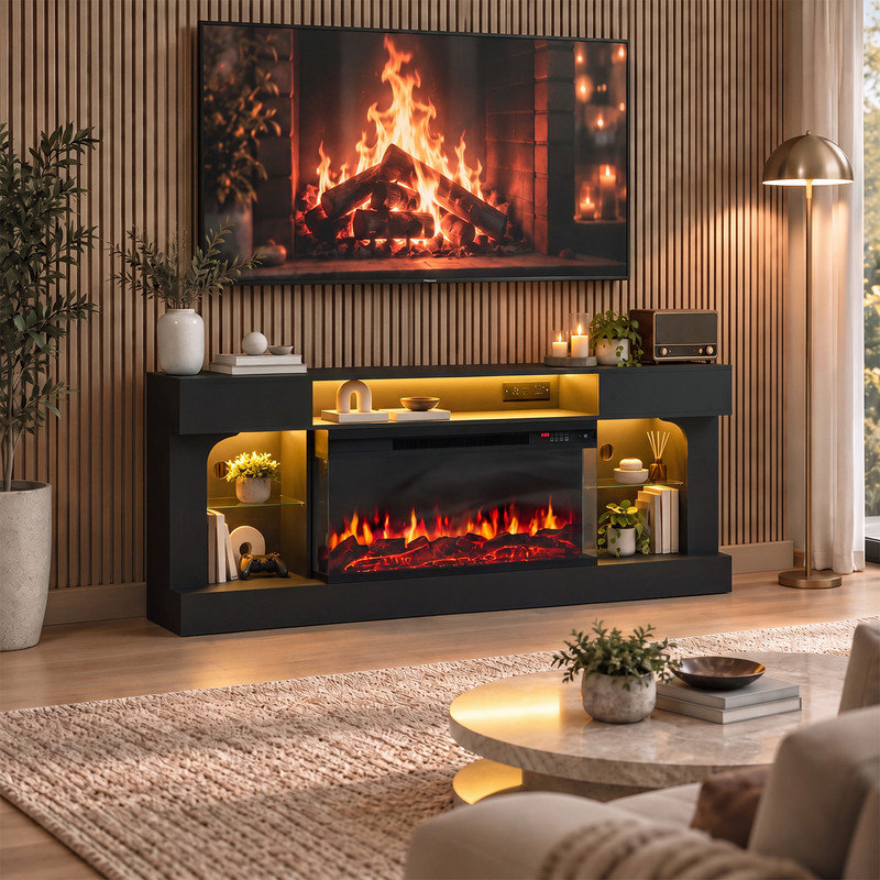 TV Stand Without Electric Fireplace