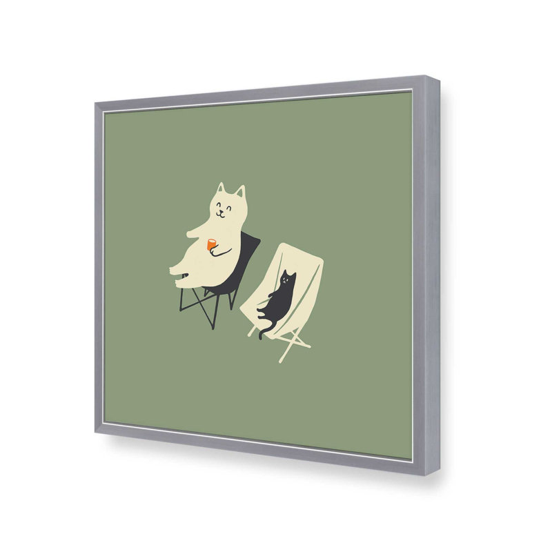 «Happy Go Lucky Cat», impression sur papier, H 13 po x l 13 po, Argent argent