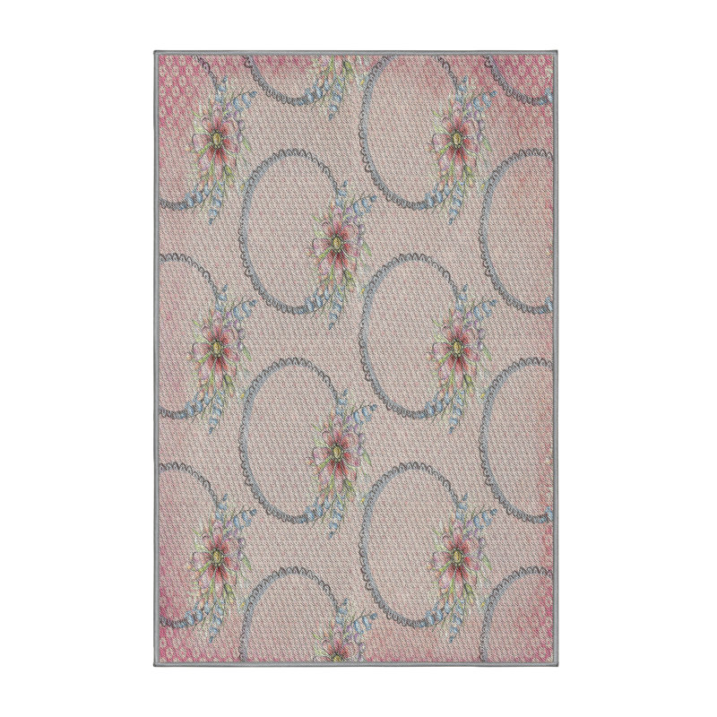 Tapis rose à motif floral Jamie-Leigh, Rectangle 7 pi x 10 pi