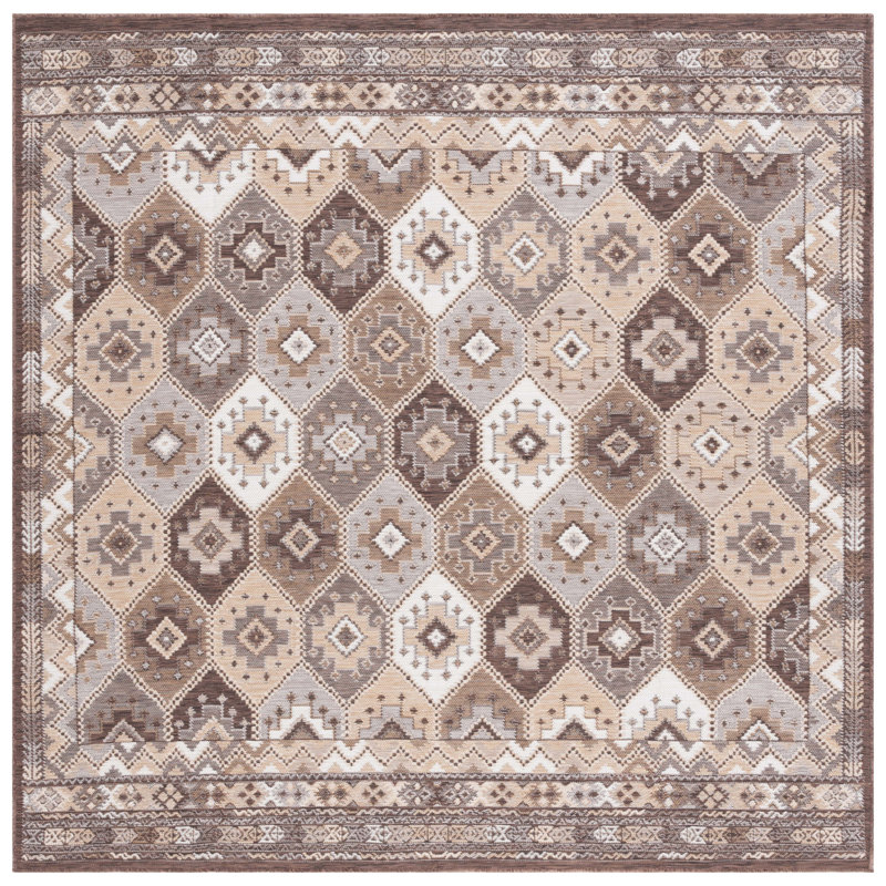 Tapis intérieur / extérieur Kaiyanna Sunrise, Carré 6 pi 7 po