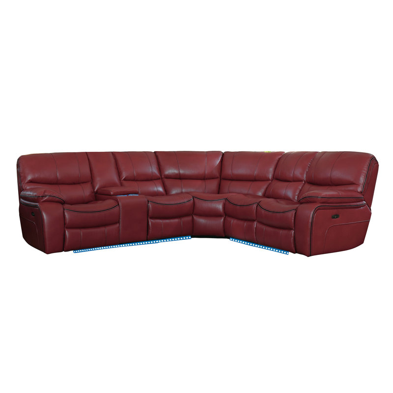 Canapé modulaire 105 po, Similicuir rouge, 105"