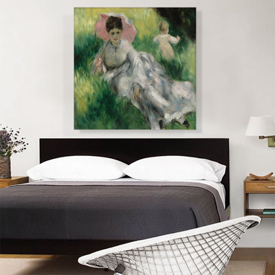«Woman with Parasol 1873» par Pierre-Auguste Renoir, reproduction d'art sur toile tendue