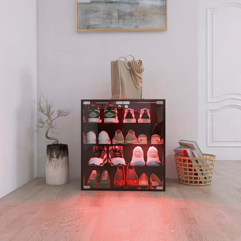 LED Shoe Cabinet with Glass Door and Bluetooth Control