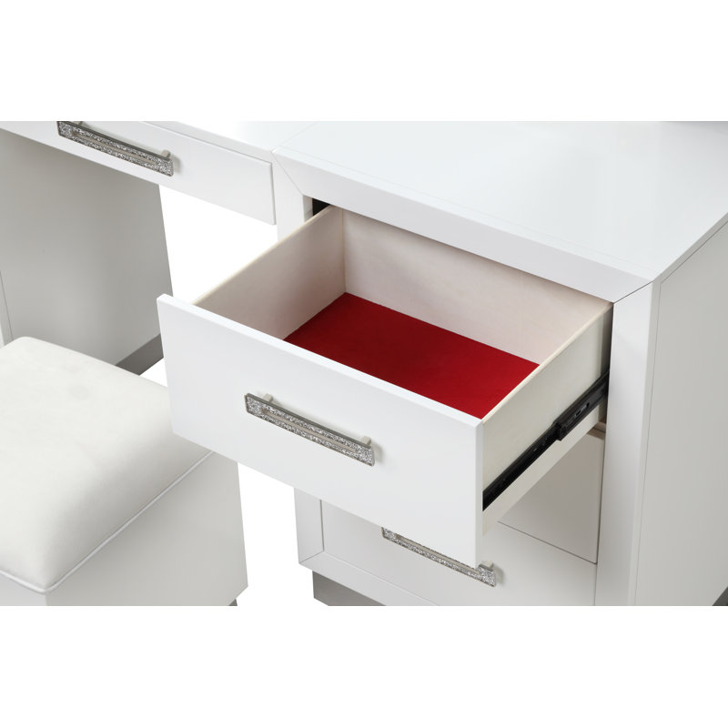 Ensemble coiffeuse Vannida en blanc laiteux