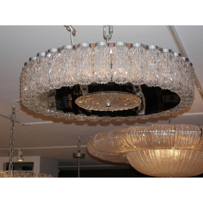 Lustre vénitien clair Kalmar, Laiton brossé, Givré, 48” Width x 12” Height