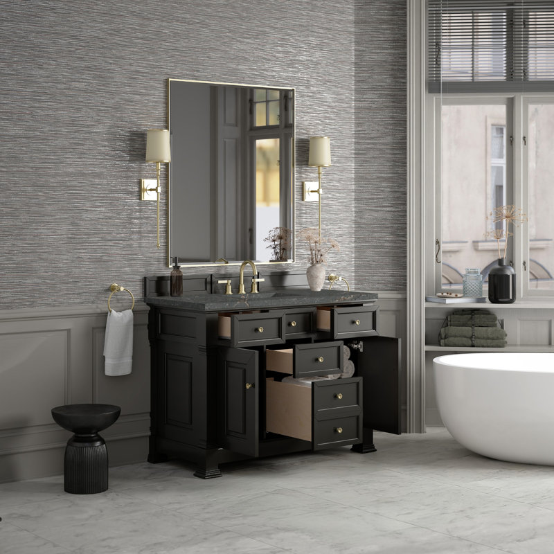 Brookfield 48'' W Single Vanity, Parisien Bleu, Black Onyx, Widespread
