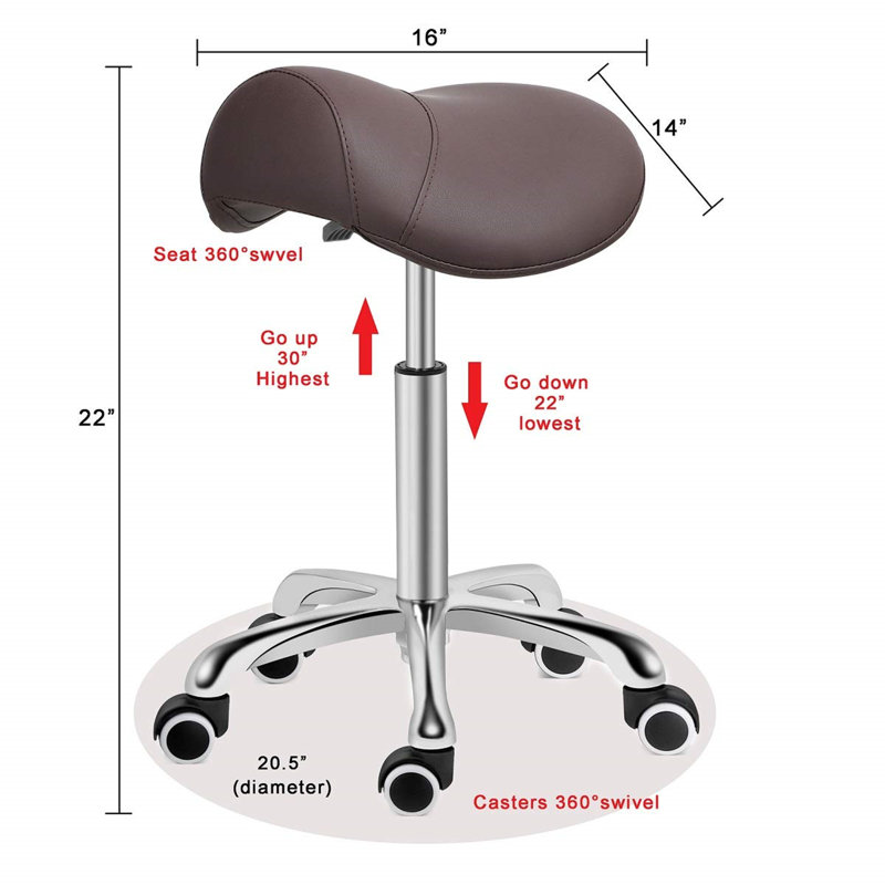 Maceus Adjustable Height Ergonomic Industrial Stool, Brown