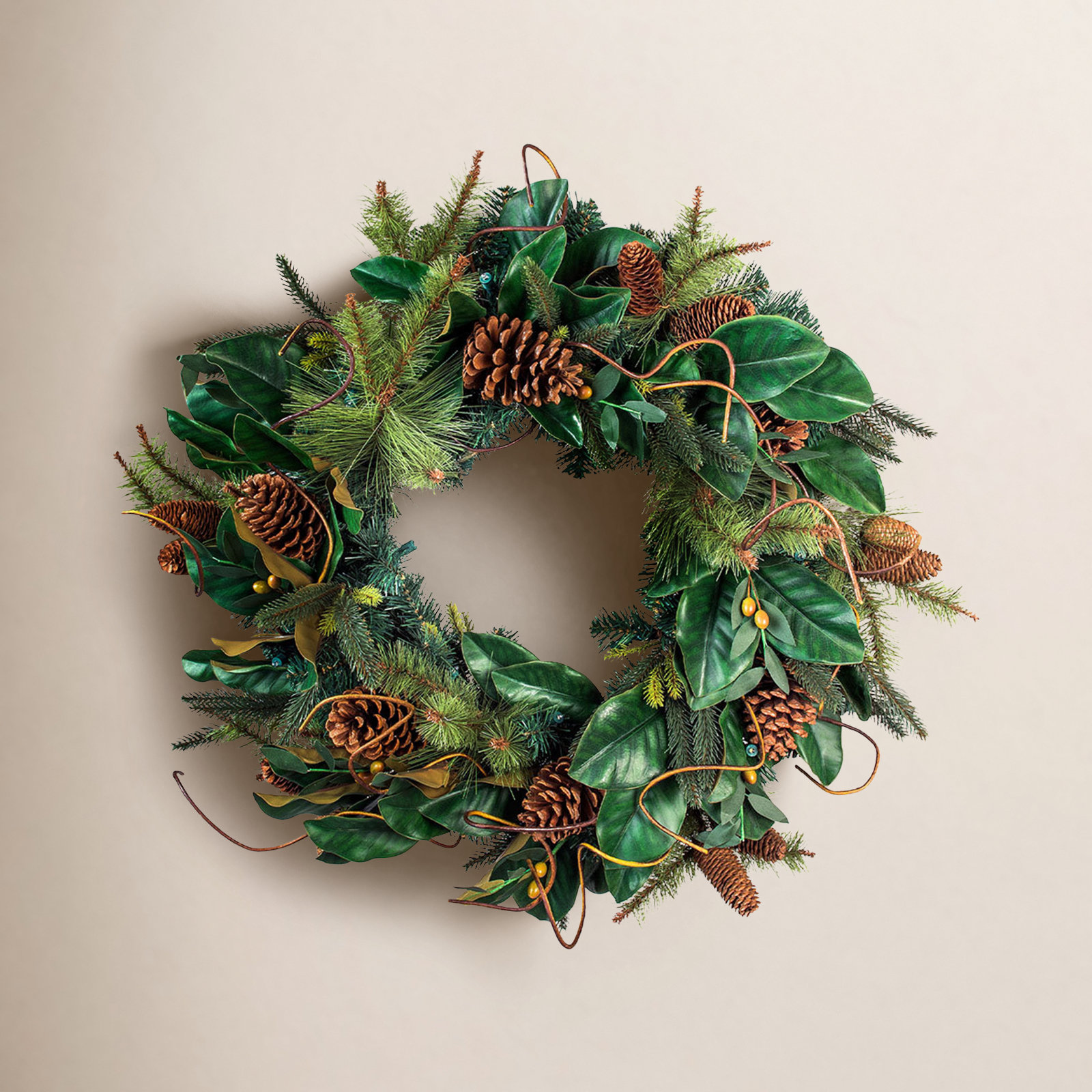 Adaylee 30 in. Holiday Wreath with Lights - Magnolia Leaf