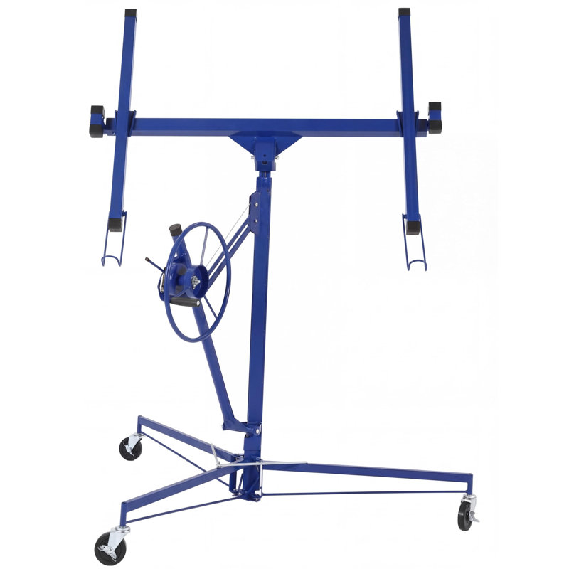 Élévateur de cloison sèche de 16 pi avec rotation à 360 ° - Palan à feuilles robuste de 150 lb avec 3 roues, vérin de levage à panneau roulant avec bras télescopique pour installation au plafond, rouge