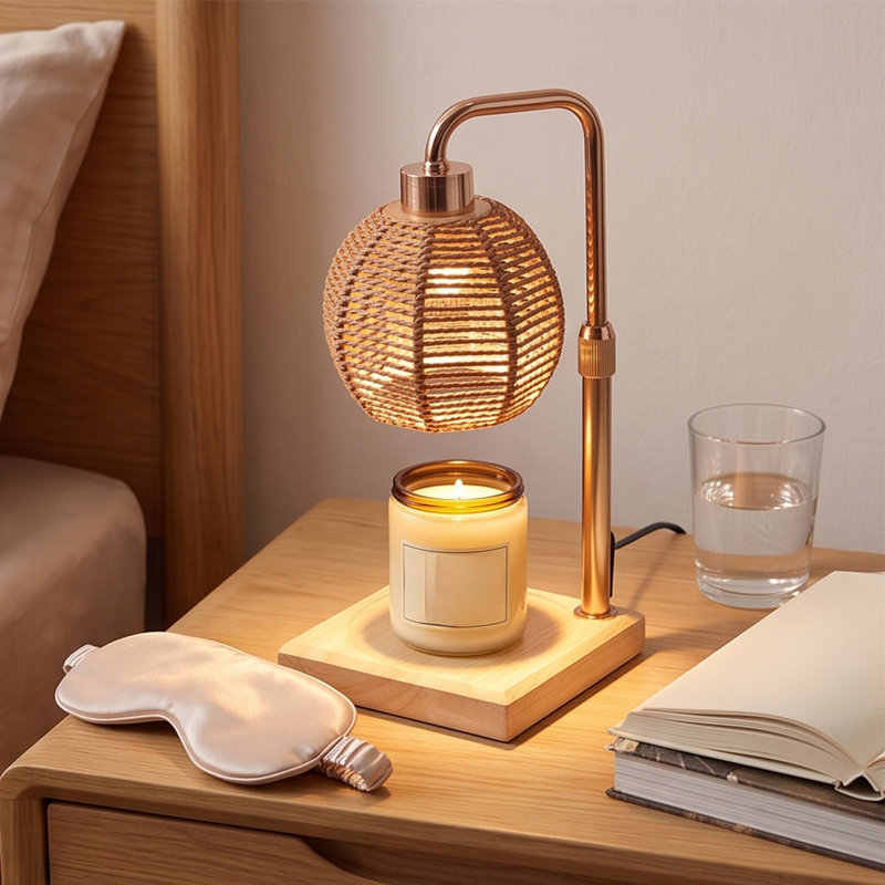 Linen  Ball Melt Candle Lamp Dimmable Timed Night Light -Free, Beige