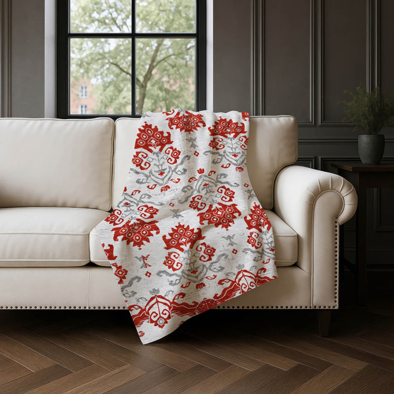 Jeté Sherpa ASB759 rétro lavable à la machine Addison, Rouge