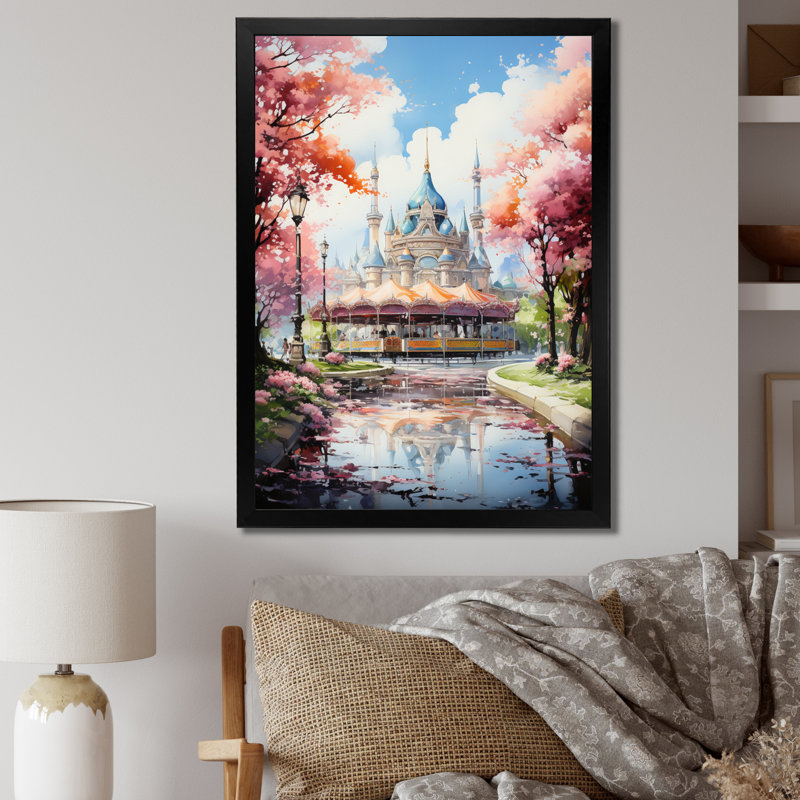 Yeiren Carousel Whimsical Delight VII, reproduction d'art sur toile, H 20 po x l 12 po x P 1 po, Cadre photo noir