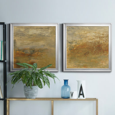 " Encaustic Tile In Orange I " 2 - Pieces