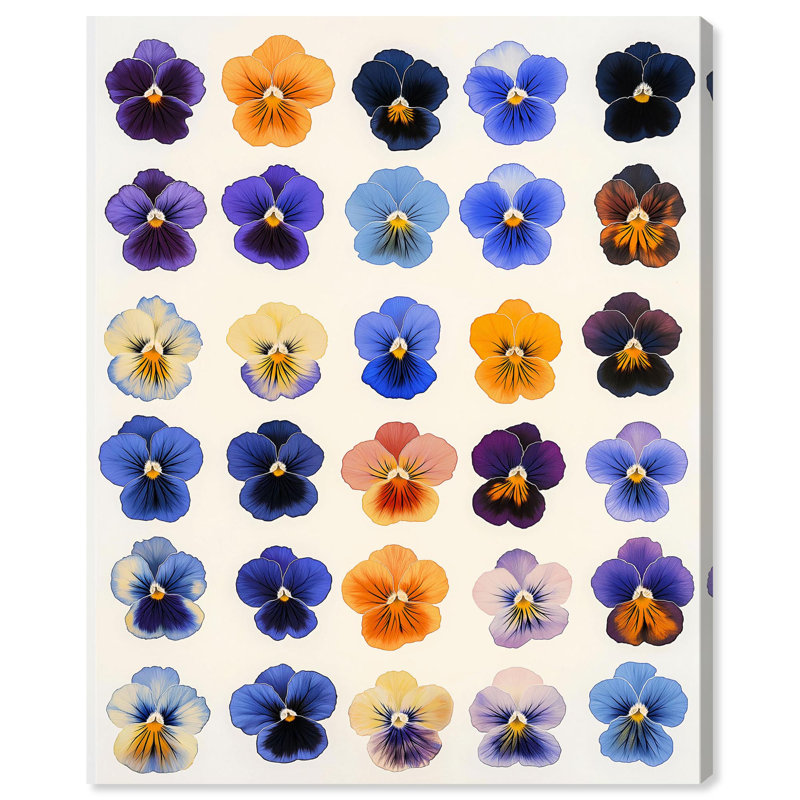«Pansy Patch Grid I», reproduction d'art sur toile par Art Remedy, H 45 po x l 36 po, Toile tendue avec châssis