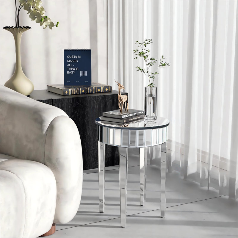 Aeihso Glass Top End Table