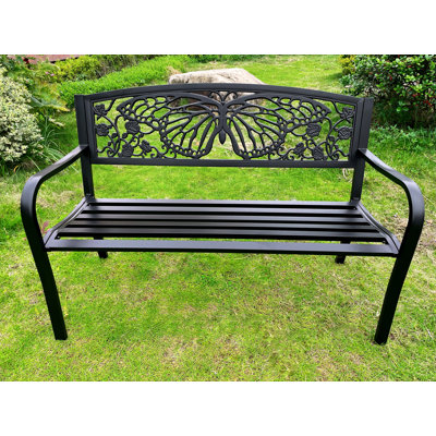 50" Outdoor Metal Garden Bench with Butterfly Backrest Design by Hi-Line Gift Ltd.