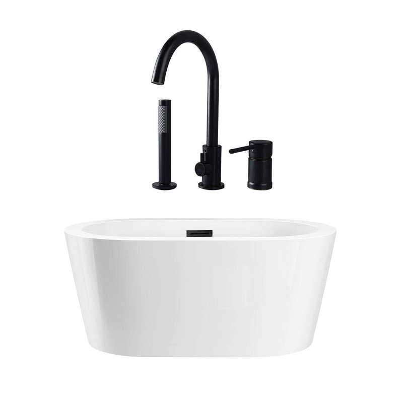 Baignoire de trempage autoportante en acrylique avec robinet 59 po x 32 po Marion