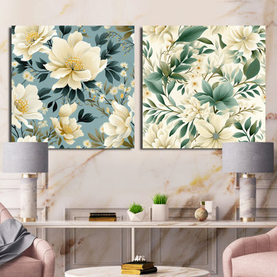 Agathe - Ensemble de 2 collages floraux carrés