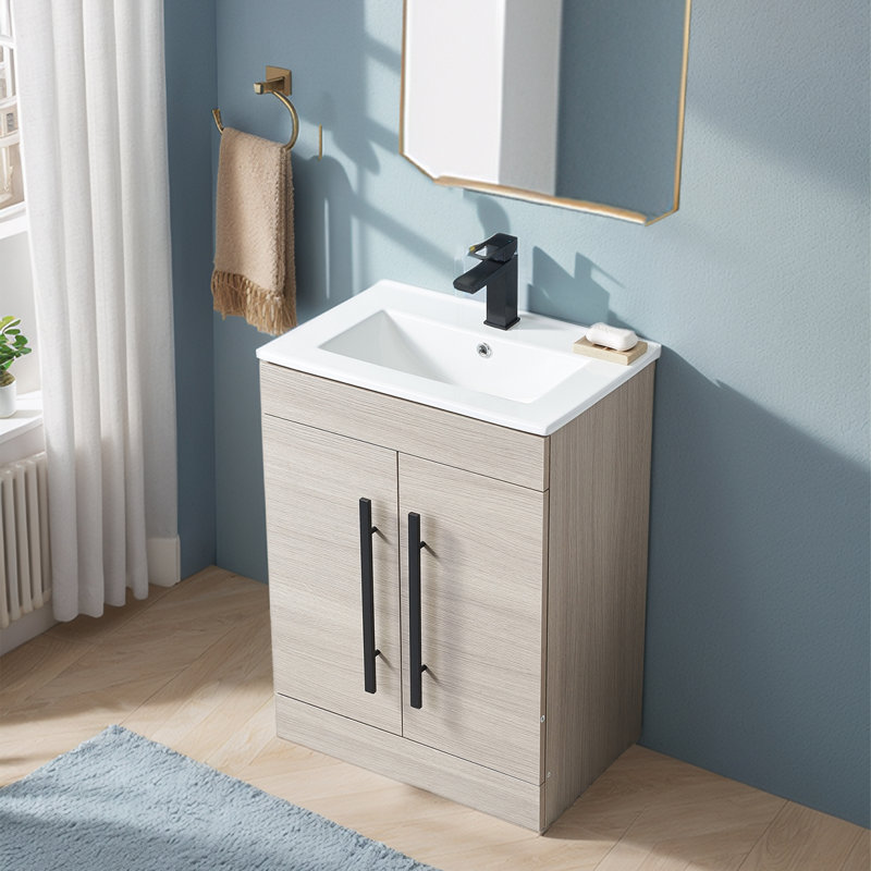 Meuble-lavabo simple autoportant 24 po Modern Paze, avec lavabo en céramique