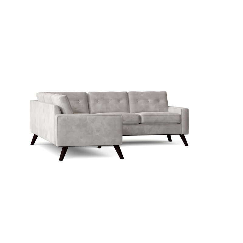 Canapé modulaire de coin en coton 96 po Amber, Accoudoir à gauche (vu de face), Blanc velouté, Noir