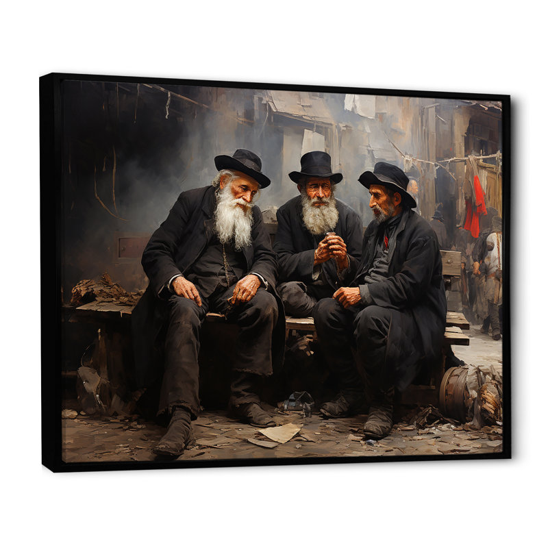 Judaïsme dévotion III sur toile, H 30 po x l 40 po x P 1,5 po, Cadre flottant noir
