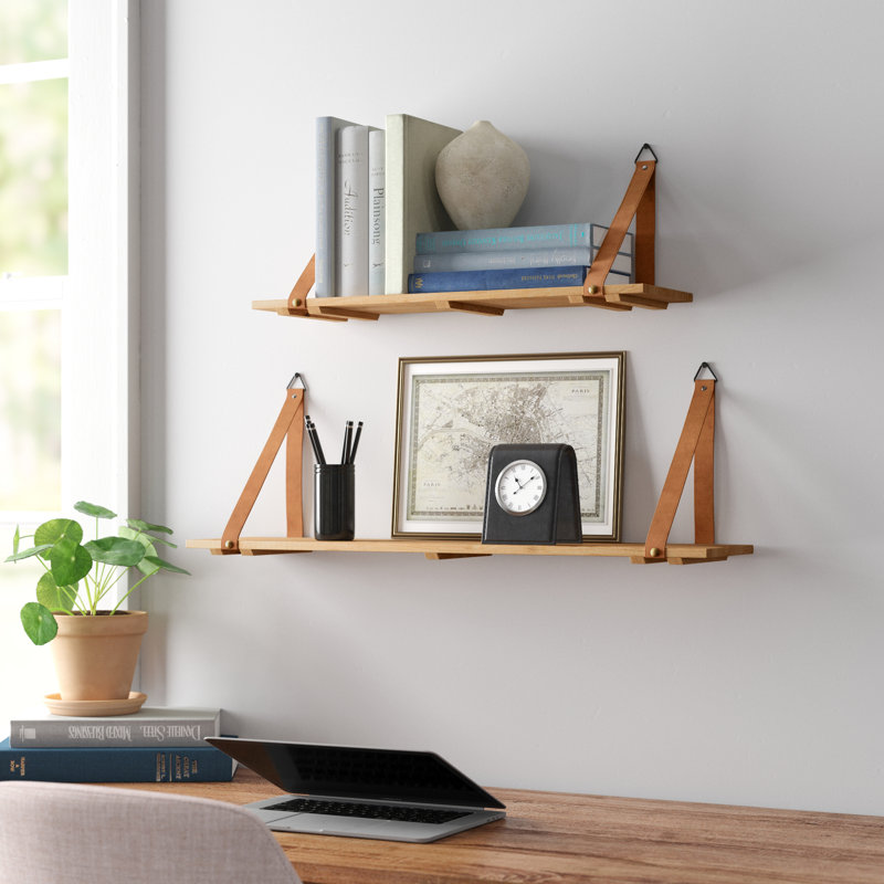 Kulick 2 Piece Fir Solid Wood Bracket Shelf