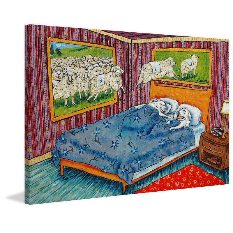 « counting ovin great pyrenees », reproduction d’art sur toile tendue, 40 po x 60 po