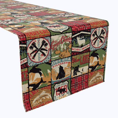 Table Runner, 100% Cotton, 16X72", Great Outdoors Patchwork