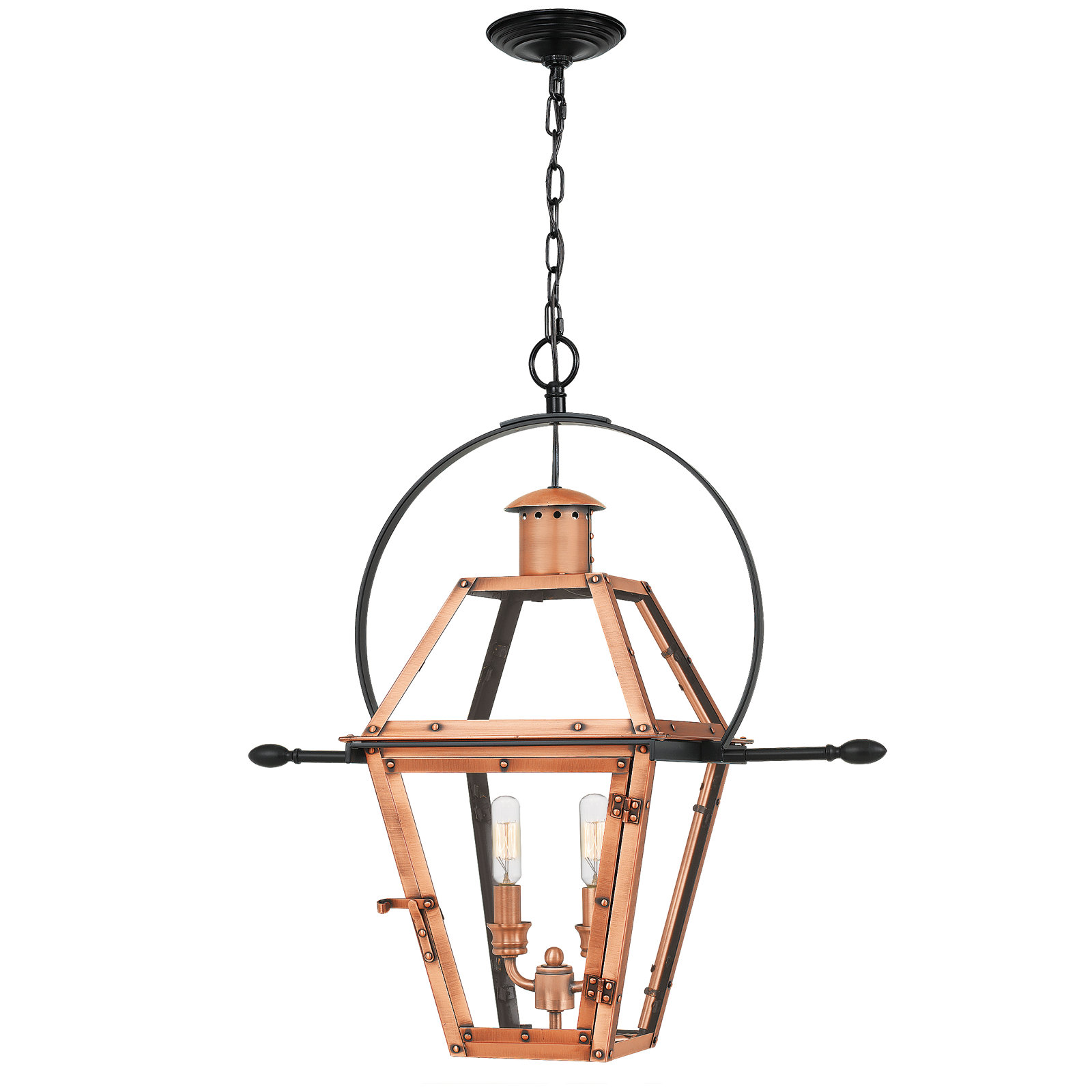 Amber Transparent Outdoor Lighting, Aged Copper