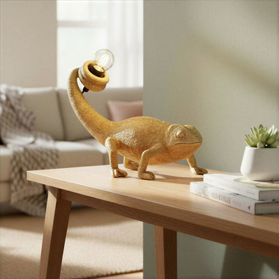 Lampe caméléon dorée avec interrupteur en ligne