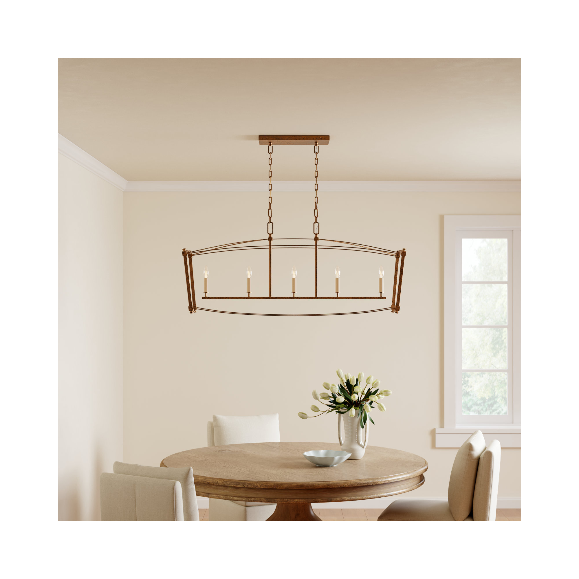 Olive 5 Light Dimmable Pendant, Antique Gild