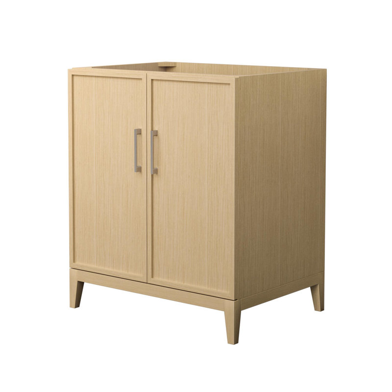 Elan 29'' W Single Bathroom Vanity Base, Tan/Brushed Nickel