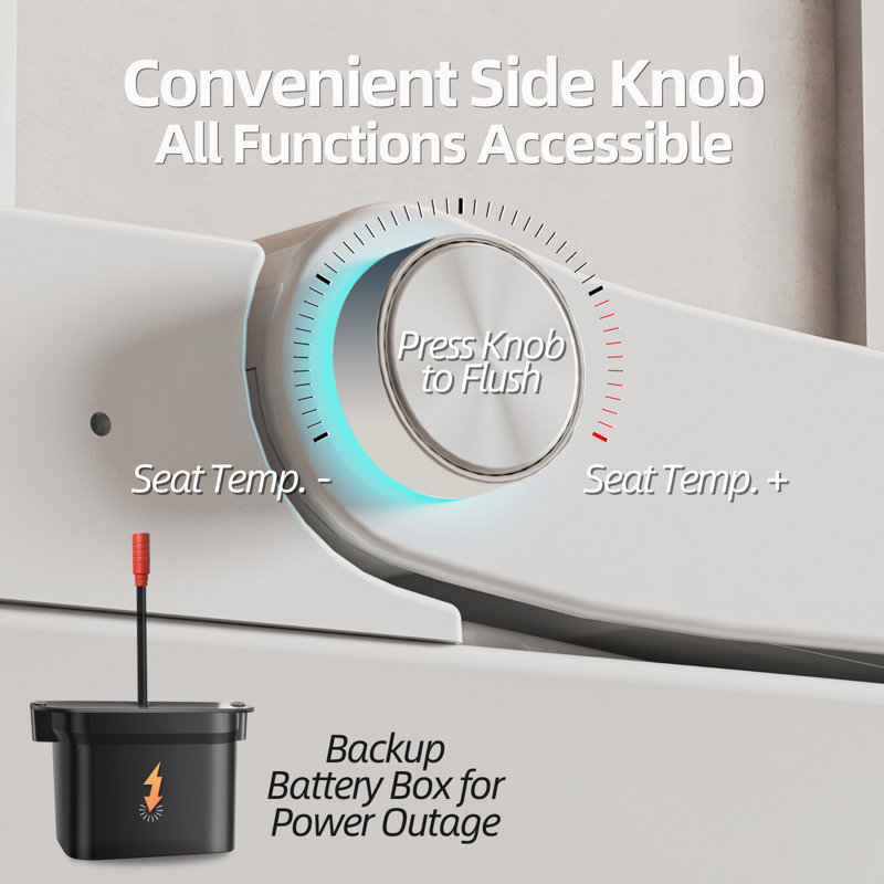 Smart Toilet Lite without Bidet, One Piece Elongated Modern Toilet with Heated Seat, Pump-Assisted Auto Flush, Foot Sensor Operation, Night Light, Built-in Water Tank, Blackout Flush