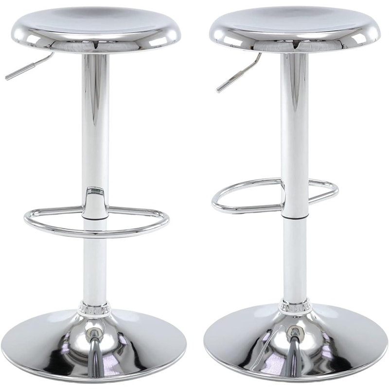 Tabouret de bar rotatif à hauteur réglable Modern, tabouret de bar en métal sans dossier, argent