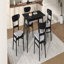 Ensemble de salle à manger 5 pièces de style Mid-Century moderne, structure en bois d'hévéa, une table et 4 chaises rembourrées-931511554