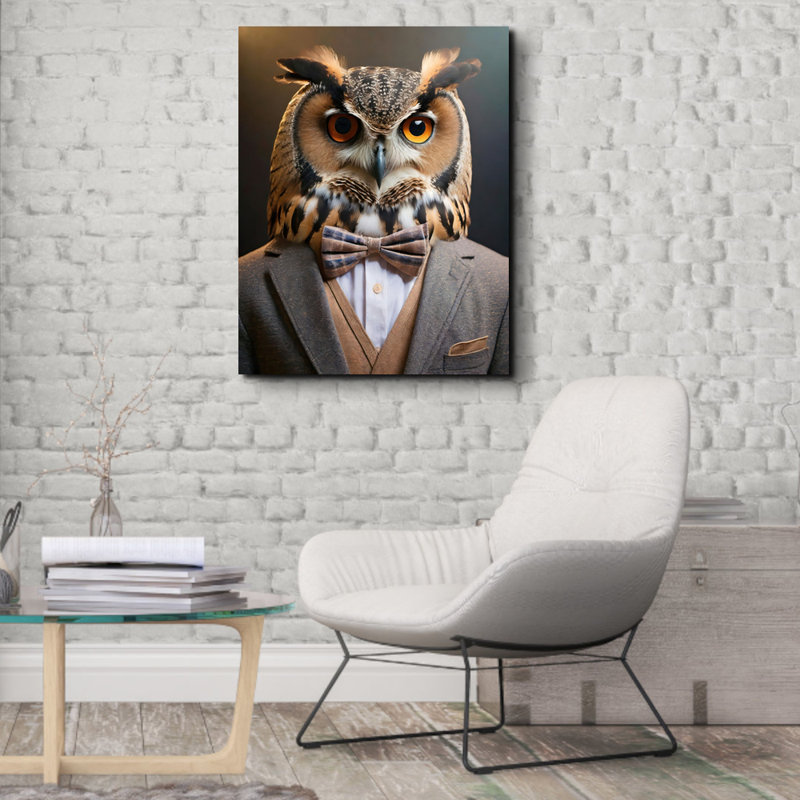 «Owl» sur toile, H 24 po x l 20 po