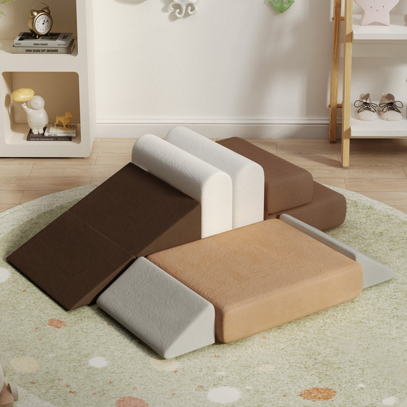 Soft Climber & Foam Sofa, Foam Climbing Blocks, 7-Piece Toddler Playset