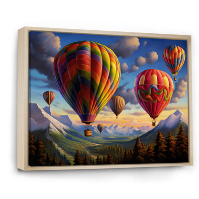 «Colorful Hot Air Ballon Whimsical», reproduction sur toile