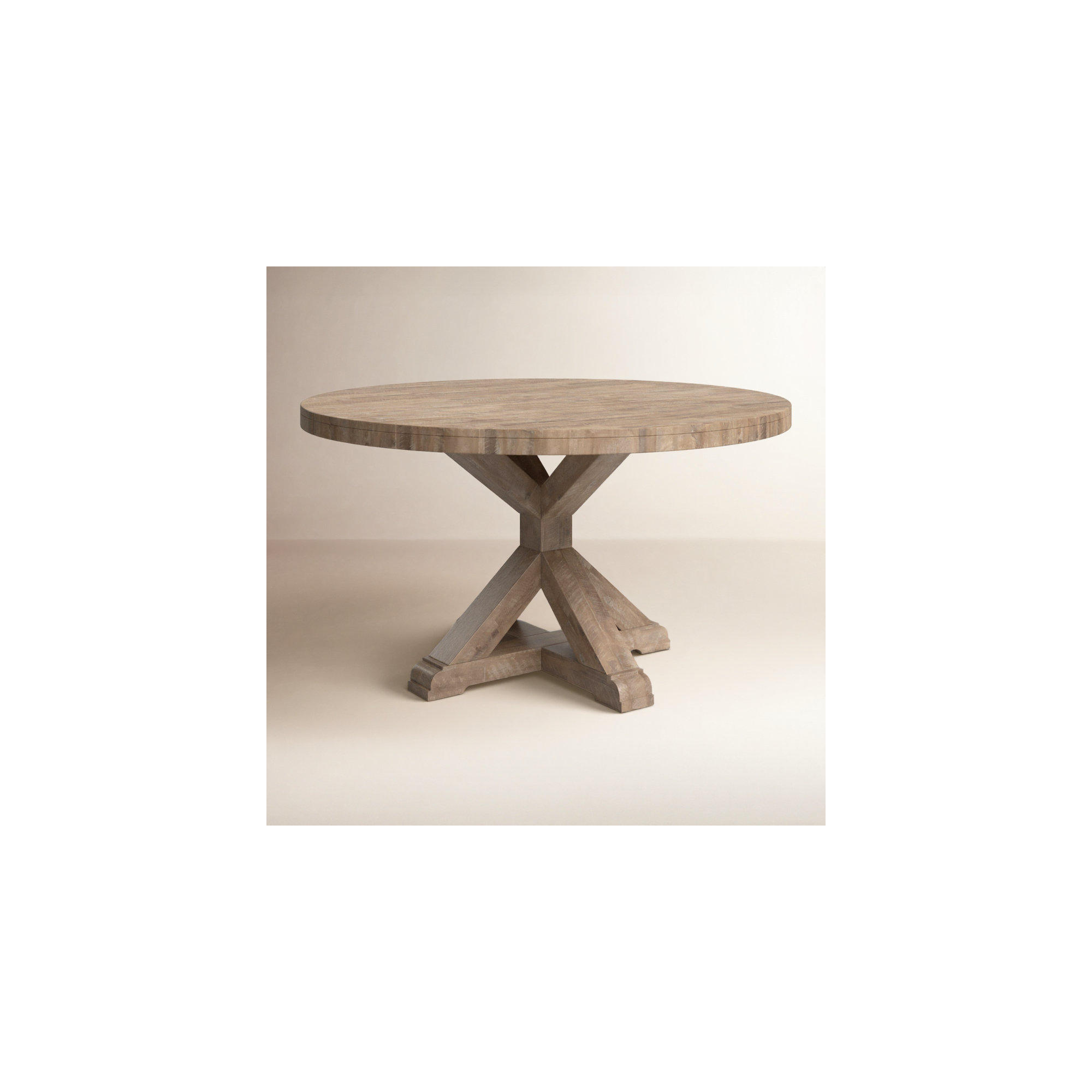 Bianca Round Solid Wood Dining Table, Weathered Natural